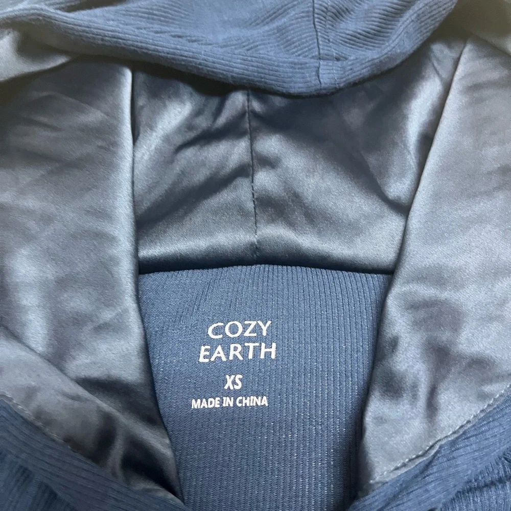 Cozy Earth XS navy hooded bamboo rib knit dress
